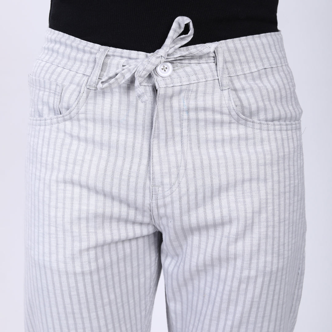 LIGHT GREY STRIPE LINEN PANTS 4913-4